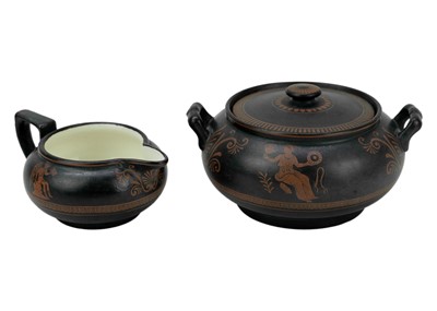 Lot 1484 - A Samuel Alcock & Co Etruscan ewer The Nuptials of Paris and Helen.