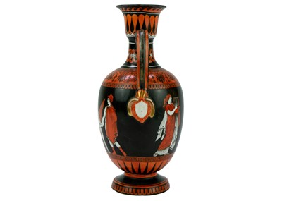 Lot 1484 - A Samuel Alcock & Co Etruscan ewer The Nuptials of Paris and Helen.