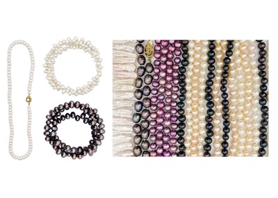 Lot 316 - A collection of cultured pearl necklaces and bracelets.