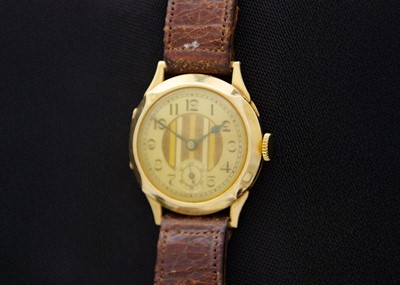 Lot 84 - An 18ct gold-cased 1920's manual wind gentleman's wristwatch.