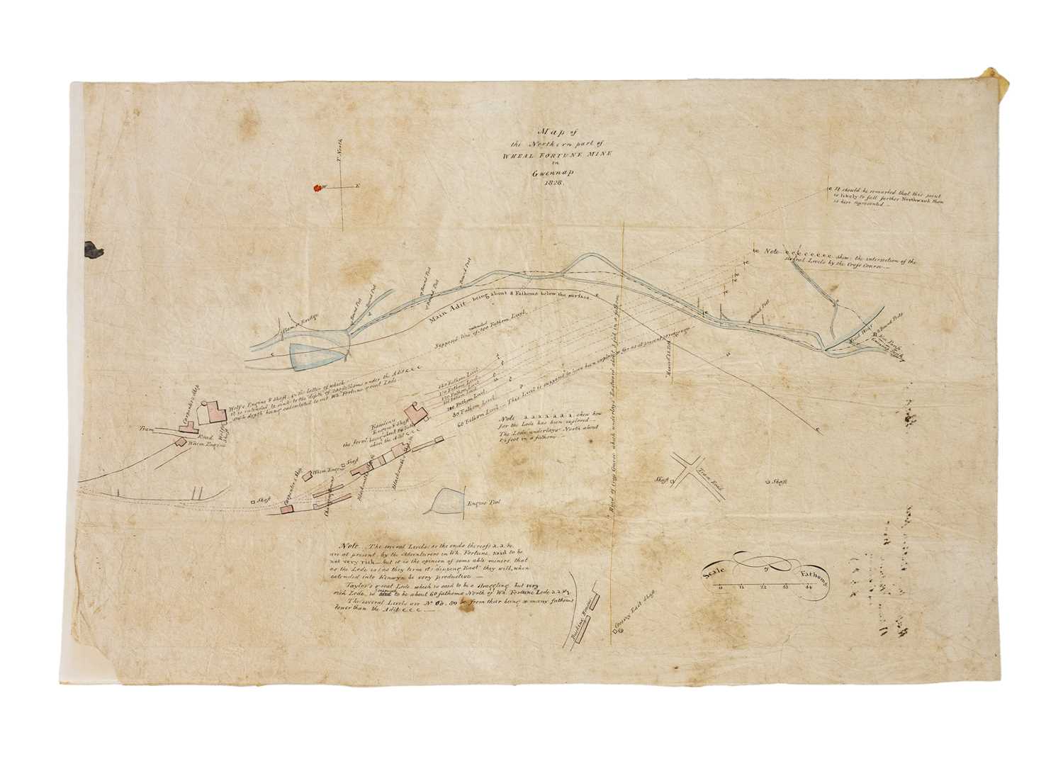 Lot 109 - Map of the Northern Part of Wheal Fortune Mine in Gwennap 1828'