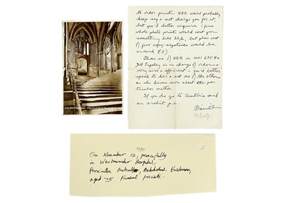 Lot 194 - Nicholas Pevsner and Priscilla Metcalf (MS correspondence from Metcalf)