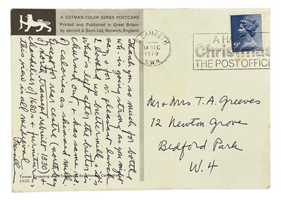 Lot 194 - Nicholas Pevsner and Priscilla Metcalf (MS correspondence from Metcalf)