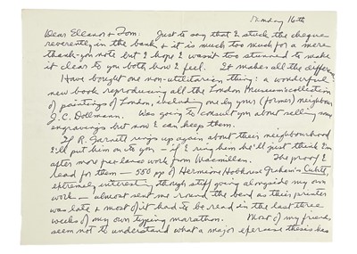 Lot 194 - Nicholas Pevsner and Priscilla Metcalf (MS correspondence from Metcalf)