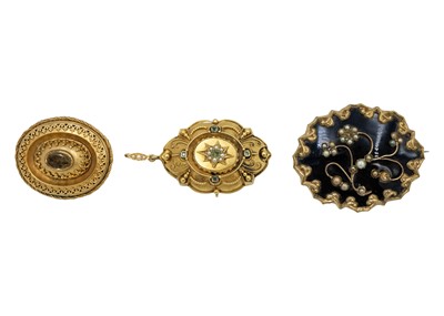 Lot 296 - Three Victorian brooches.