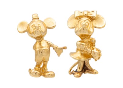 Lot 54 - Two 14ct Mickie and Minnie Mouse charms.