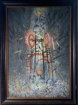 Lot 487 - Adrian SMITH (b.1946) Man Engine Oil on canvas...