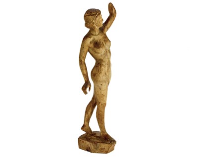 Lot 123 - A carved wood figure of a female nude.