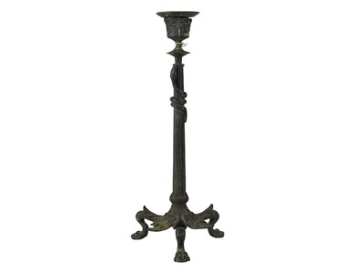 Lot 206 - French bronze candlestick.