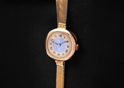 Lot 141 - An attractive 1920's 9ct lady's manual wind bracelet wristwatch.