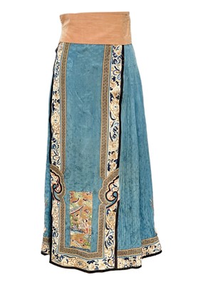 Lot 277 - A Chinese silk embroidered skirt, Qing Dynasty.