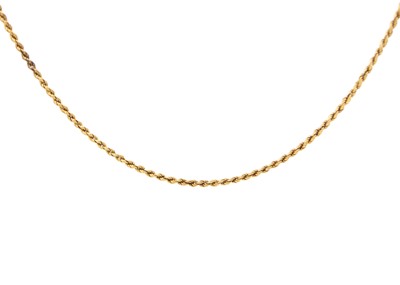 Lot 173 - A gold rope twist necklace (tests 14ct).