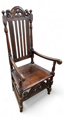 Lot 1215 - A 17th-century oak chair.