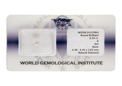 Lot 128 - A certified 0.34ct unmounted diamond in sealed blister pack.