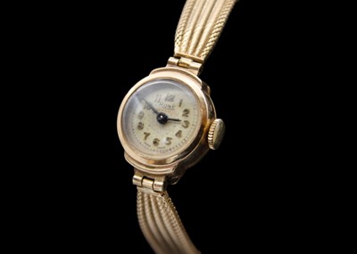 Lot 163 - RONE - A 9ct lady's manual wind bracelet wristwatch.