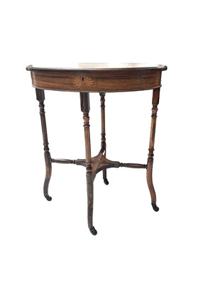 Lot 1686 - A late Victorian inlaid rosewood work-table