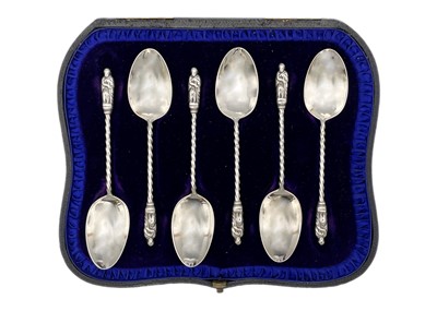 Lot 127 - A cased set of six Victorian silver Apostle teaspoons by Elkington & Co Ltd.