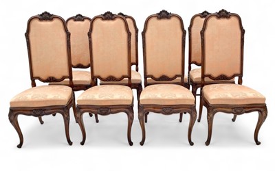 Lot 1285 - A set of eight French high back  walnut dining chairs