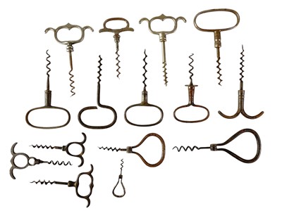 Lot 142 - A collection of various bow and metal finger pull corkscrews.