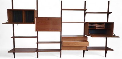 Lot 1554 - Poul Cadovius (1911-2011) A Danish teak System Cado modular wall system.