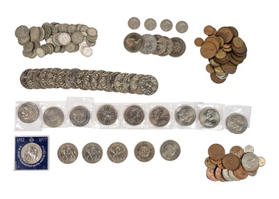 Lot 69 - GB pre 1947 Silver - £3.00, 30 cupro-nickel crowns plus various later GB coinage