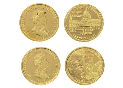 Lot 78 - Proof .999 gold 2008 miniature Tristan Da Cunha crown coins (x2) Total weight 2.6gms