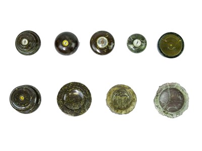 Lot 1396 - A collection of Cornish serpentine compasses.