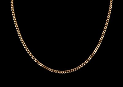 Lot 4 - A 9ct flat curb link necklace.