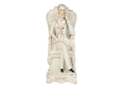 Lot 721 - A Victorian Staffordshire flatback figure of a seated Wellington.