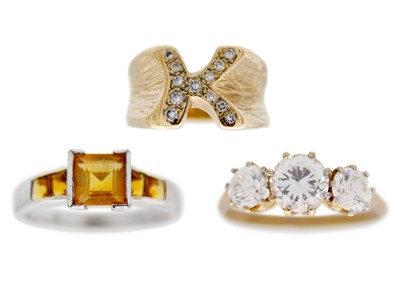 Lot 222 - Three 9ct gem set rings.