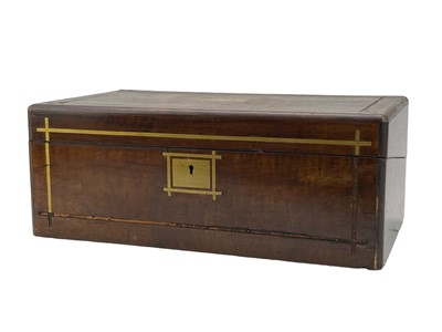 Lot 52 - A Victorian brass inlaid mahogany writing box.