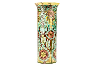 Lot 474 - A Della Robbia pottery cylindrical vase, (Birkenhead 1894-1906).
