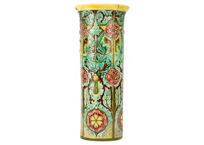 Lot 474 - A Della Robbia pottery cylindrical vase, (Birkenhead 1894-1906).