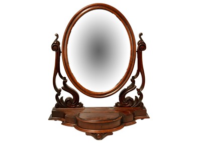 Lot 892 - A Victorian mahogany oval toilet mirror.