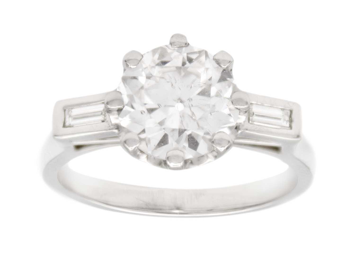 Lot 212 - A good 2.41ct estimated diamond solitaire platinum ring with Birmingham Assay report.