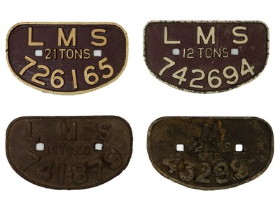 Lot 539 - LMS, BR early Midland and Southern Railway cast iron wagon plates (x4)