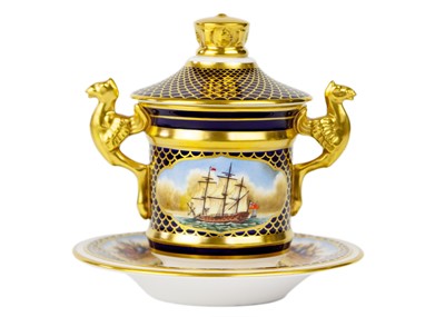 Lot 763 - A Spode limited edition 'The Shipwrights Cup' and saucer dish.