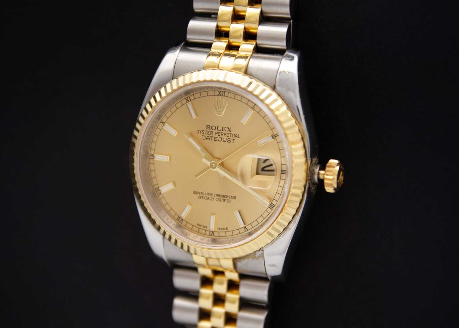 Lot 74 - ROLEX - An Oyster Perpetual Datejust gentleman's 18ct gold and stainless steel bracelet wristwatch.