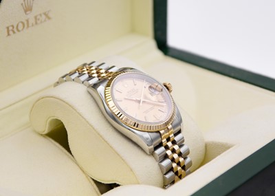 Lot 74 - ROLEX - An Oyster Perpetual Datejust gentleman's 18ct gold and stainless steel bracelet wristwatch.