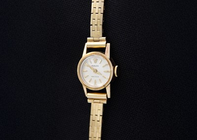 Lot 152 - ROLEX - A Precision 9ct lady's manual wind bracelet wristwatch.