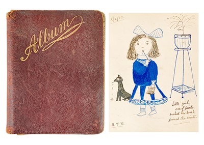 Lot 150 - MS album of drawings, poetry, signatures &c. &c.