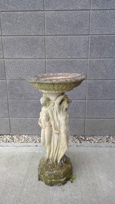 Lot 22 - Three Greek Nymphs, Bird Bath. Made from...