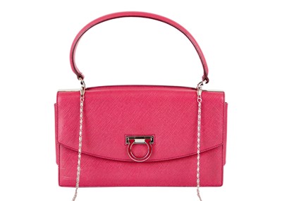 Lot 335 - salvatore Ferragamo - A pink Saffiano leather shoulder bag.