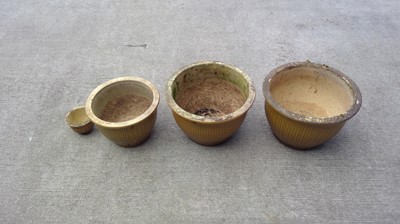 Lot 46 - Four, Onion Pattern Plant Pots. The Largest...