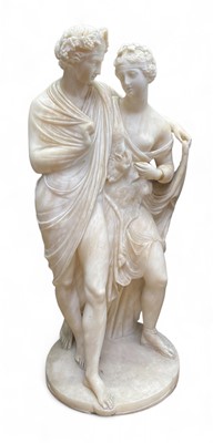 Lot 113 - An Italian alabaster grand tour group of Bacchus & Ariadne.