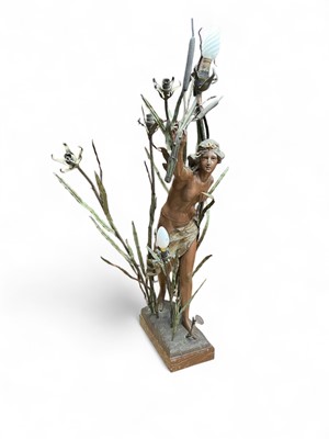 Lot 297 - A French spelter figural lamp titled 'Sylphide'.