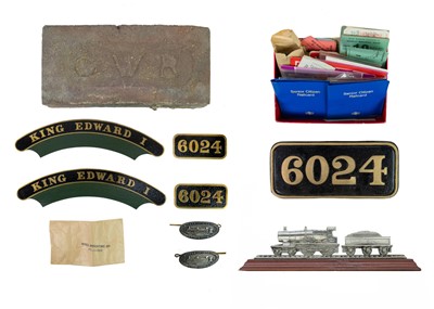 Lot 557 - GWR Brick, Replica "King" Class Nameplates, Various Tickets & "City of Truro" Model