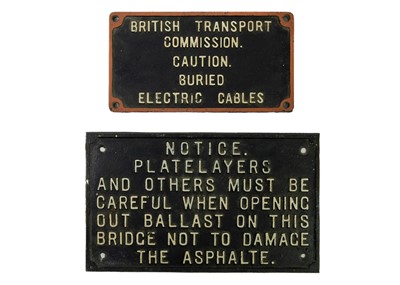 Lot 543 - Railwayana - Cast Iron Warning Signs (x2)