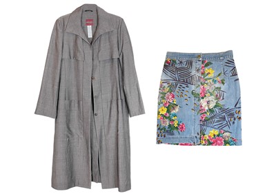 Lot 348 - A Kenzo Paris grey wool-blend trench coat.