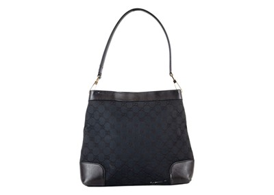 Lot 333 - A black Gucci GG canvas shoulder bag.